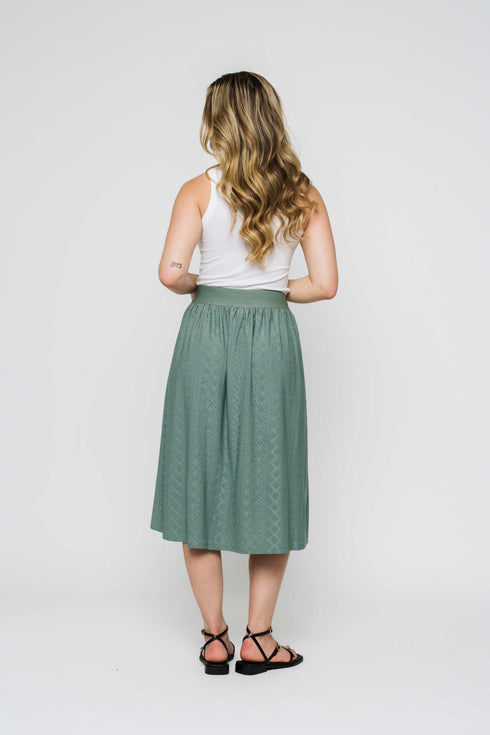 Lina-Stretch Eyelet Midi Skirt